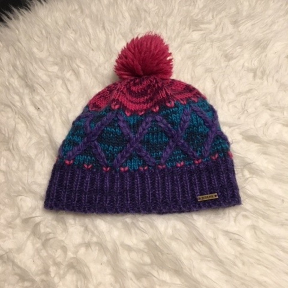 Colorful Prana Beanie with Pom Pom